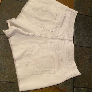 High waisted white jean shorts
